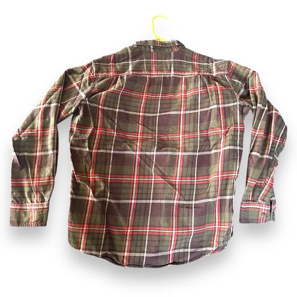 Long Sleeve Checkered Plaid Button Down Flannel Mens Large Green Red Lumberjack - Picture 6 of 16